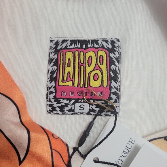 Lalipop Design Drape Satin Double Breasted Abstract Blouse Size S - Picture 9 of 10